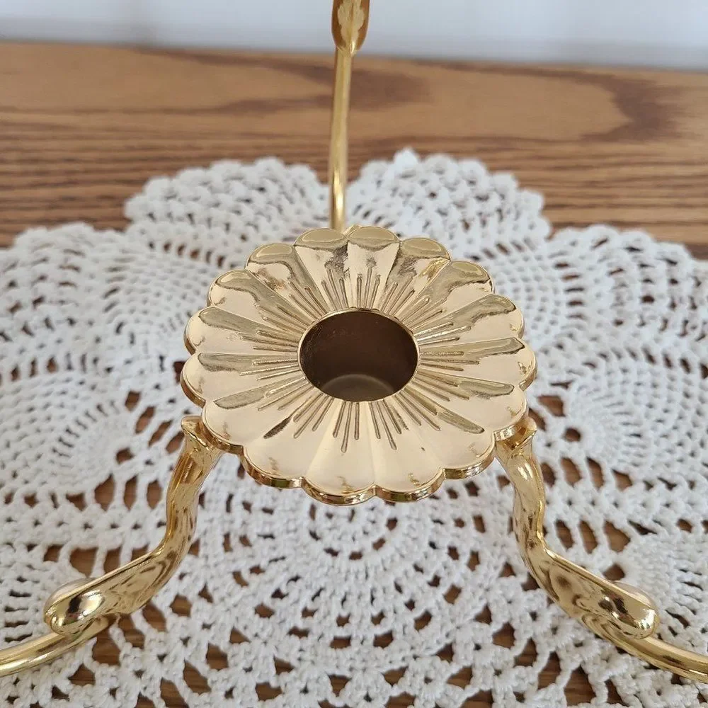 Partylite Versailles Stand Candle Holder With Golden Angel Hurricane Shade P7078